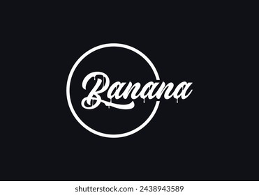Erste Bananentext Logo Design Vector Vorlage. grafisches Alphabet Bananensymbol