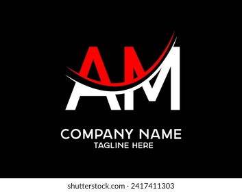AM initial based Alphabet icon logo. Initial letter AM logo template. Luxury AM logo template. and creative and simple red, white color logo design