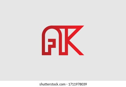 Letra inicial limpia y mínima. Logo de AK KA fuentes creativas símbolo de icono monograma. Diseño vectorial universal elegante y elegante