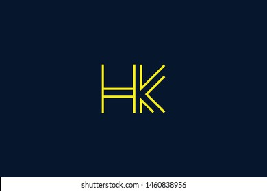Initial based clean and minimal Logo. HK KH K H letter creative monochrome monogram icon symbol. Universal elegant luxury alphabet vector design