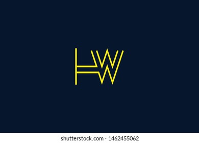 Initial based clean and minimal Logo. HW WH W H letter creative monochrome monogram icon symbol. Universal elegant luxury alphabet vector design