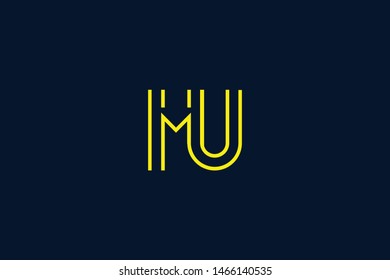 Initial based clean and minimal Logo. MU UM M U letter creative monochrome monogram icon symbol. Universal elegant luxury alphabet vector design