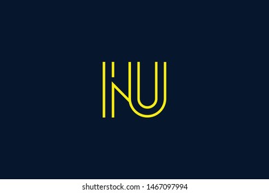 Initial based clean and minimal Logo. NU UN N U letter creative monochrome monogram icon symbol. Universal elegant luxury alphabet vector design