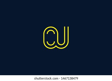 Initial based clean and minimal Logo. OU UO O U letter creative monochrome monogram icon symbol. Universal elegant luxury alphabet vector design