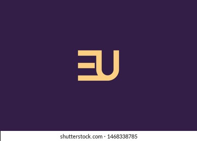 Initial based clean and minimal Logo. EU UE E U letter creative monochrome monogram icon symbol. Universal elegant luxury alphabet vector design