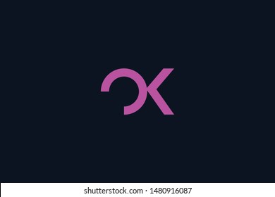 Initial based clean and minimal Logo. OK KO K O  letter creative monochrome monogram icon symbol. Universal elegant luxury alphabet vector design