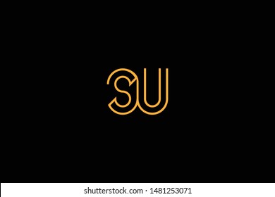 Initial based clean and minimal Logo. SU US S U letter creative monochrome monogram icon symbol. Universal elegant luxury alphabet vector design