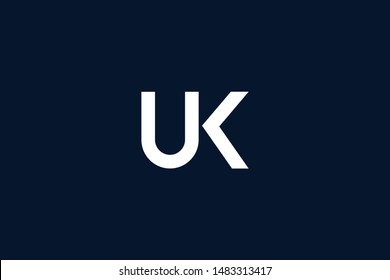 Initial based clean and minimal Logo. UK KU U K letter creative technology monogram icon symbol. Universal elegant luxury alphabet vector design