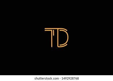 Initial based clean and minimal Logo. DT TD D T letter creative monochrome monogram icon symbol. Universal elegant luxury alphabet vector design