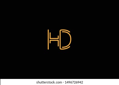 Initial based clean and minimal Logo. DH HD D H letter creative monochrome monogram icon symbol. Universal elegant luxury alphabet vector design