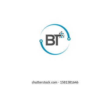 Initial based clean and minimal Logo. BT  B T letter creative technology monogram icon symbol and vector design.