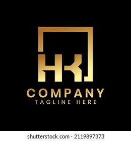Ursprüngliche HK,KH Gold, Logo Vorlage. Einzigartiges Buchstabendesign und Vektorgrafik aus Monogramm.