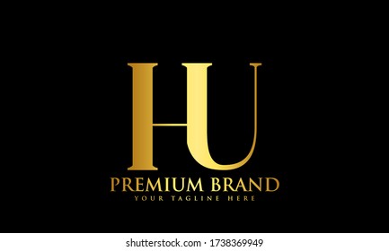 Initial based minimal and flat U Logo icon. UH HU H letter creative fonts monogram symbol template. Line art elegant luxury alphabet design
