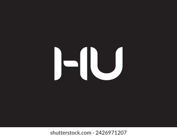 Initial based minimal and flat U Logo icon. UH HU H letter creative fonts monogram symbol template.
