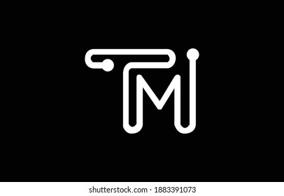 Initial based MT, TM, MI, IM,  logo template. Unique monogram alphabet letters design and vector.