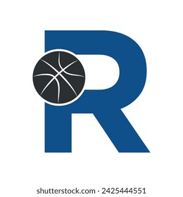 Initial Basket Ball Logo combine with letter R vector template