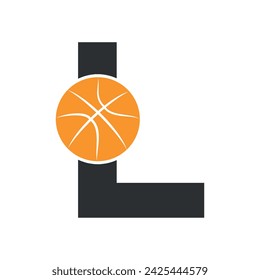 Initial Basket Ball Logo combine with letter L vector template
