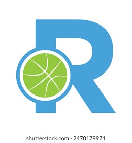 Initial Basketball Logo combine with letter R vector template