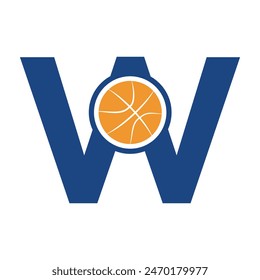 Initial Basketball Logo combine with letter W vector template