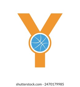 Initial Basketball Logo combine with letter Y vector template