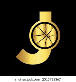 Initial Basketball Logo kombinieren mit Buchstabe J Vektor Vorlage
