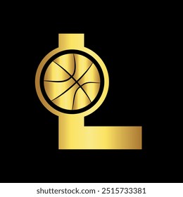 Initial Basketball Logo Combine With Letter L Vector Template
