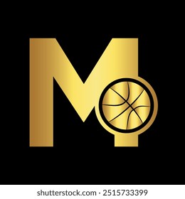 Initial Basketball Logo kombinieren mit Buchstabe M Vektor Vorlage
