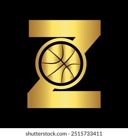 Initial Basketball Logo Combine With Letter Z Vector Template
