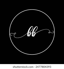 Initial BB letter handwriting monogram simple luxury