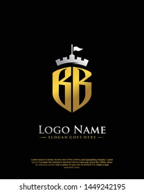 initial BB letter with shield style logo template vector