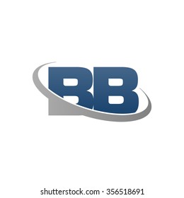 initial BB swoosh ring company logo blue gray