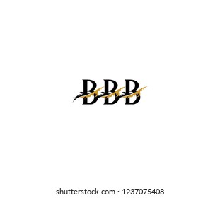 Initial BBB Letter with Luxury Swoosh Flame Organic Feather Wings Logotype