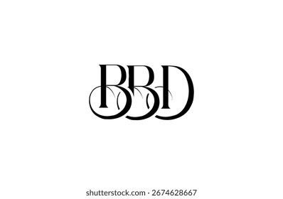 Diseño inicial del logotipo de la letra BBD. Diseño elegante del logotipo del monograma con los Elementos decorativos y la tipografía