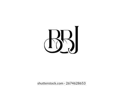 Diseño inicial del logotipo de la letra BBJ. Diseño elegante del logotipo del monograma con los Elementos decorativos y la tipografía