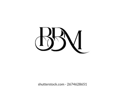 Diseño inicial del logotipo de la letra BBM. Diseño elegante del logotipo del monograma con los Elementos decorativos y la tipografía