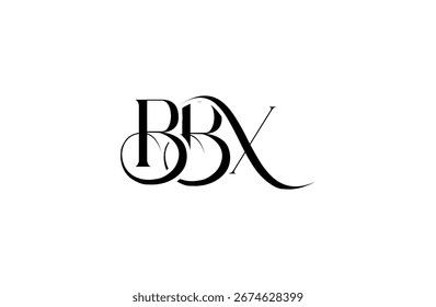 Diseño inicial del logotipo de la letra BBX. Diseño elegante del logotipo del monograma con los Elementos decorativos y la tipografía