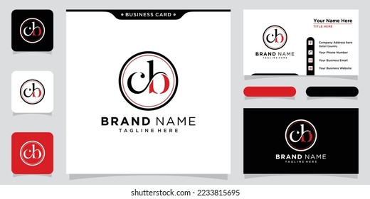 Plantilla de vectores de diseño de logotipo de letras iniciales BC o CB con diseño de tarjeta de visita