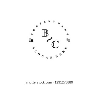 Initial BC circle retro template vector