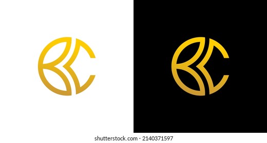 initial BC Letter Logo Design circle Monogram Icon Vector Template