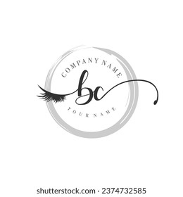 Initial BC monogram eye and eyelash handwriting