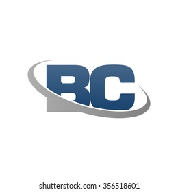 initial BC swoosh ring company logo blue gray