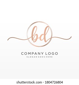 Initial BD beauty monogram and elegant logo design, handwriting logo of initial signature, wedding, fashion, floral and botanical with creative template.