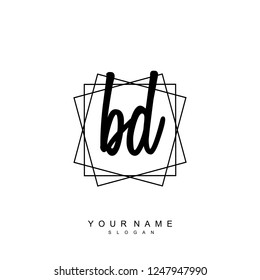 Initial BD handwriting logo vector