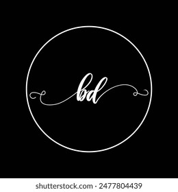 Initial BD letter handwriting monogram simple luxury