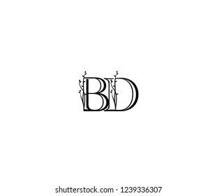 Initial BD Letter Linear Linked Monogram Floral Ornate Monogram Logotype