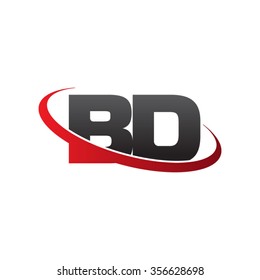 initial BD swoosh ring company logo red black