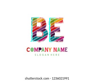 Initial BE Full color initial logo vector