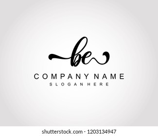Initial BE handwriting logo vector