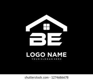 Initial BE home logo vector.