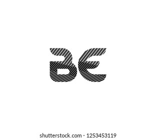 Initial BE Letter Abstract Stripes Transition Monogram Logotype